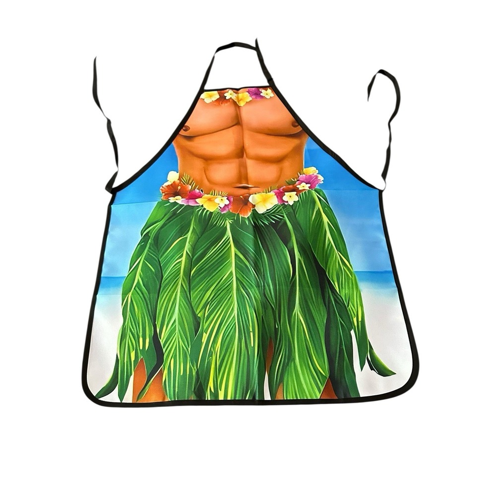NEW novelty adult ONE SIZE apron full coverage funny HAWAIIAN MAN BOD